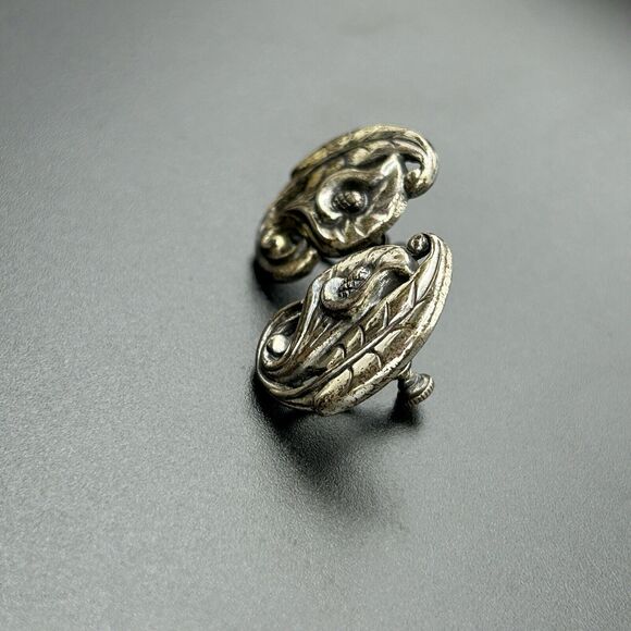 Vintage Estate 925 Sterling Silver Calla Lily Ornate Necklace & Clip on Earrings - Picture 11 of 15